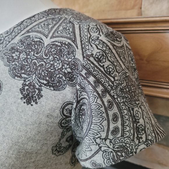 Talbots gray scroll print stretch wool dress 8 - Picture 5 of 14